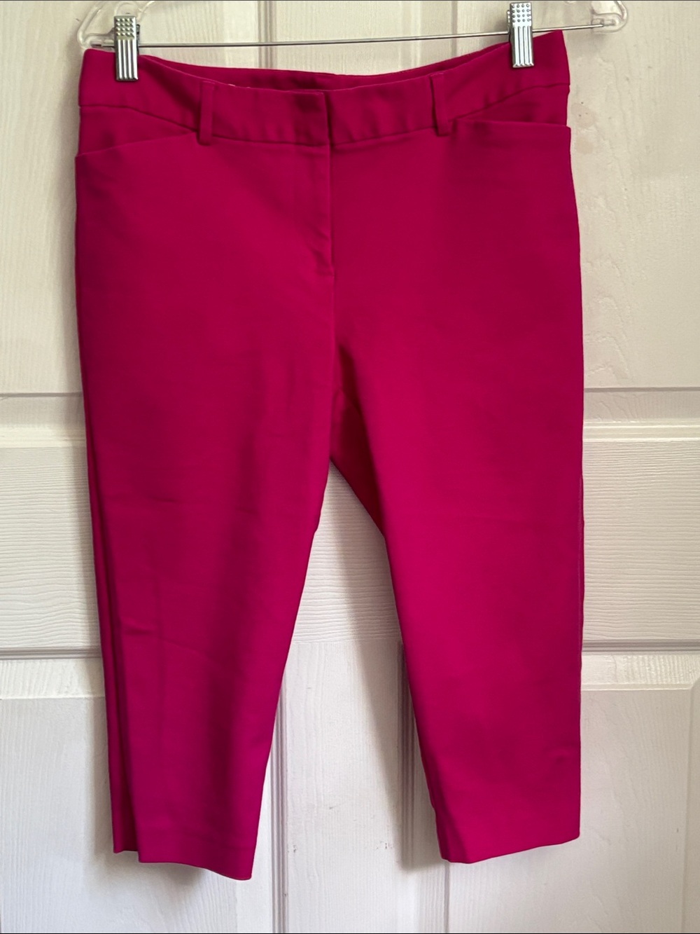 Liz Claiborne Fuchsia Pink Cropped Stretch Pants Size 6 Petite Cotton Stretch